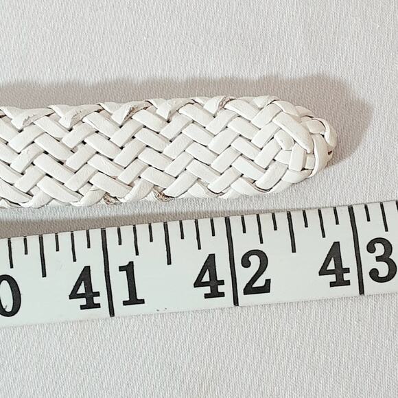 Talbots Southwestern Powder White Braided Genuine Leather Skinny Belt Lg Waist - Picture 11 of 11